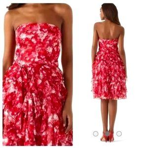 WHBM strapless floral ruffle summer dress sz 10